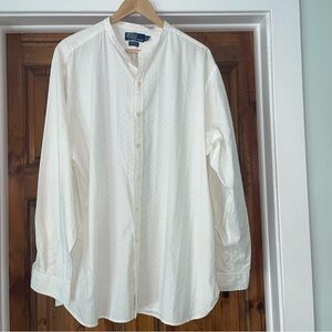 Vtg Polo Ralph Lauren Bernard Shirt Mens XXL Ivory Banded Western